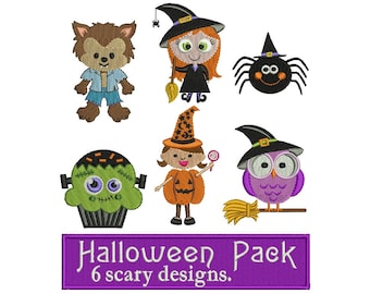 Halloween paquete 6 diseños para bordado
