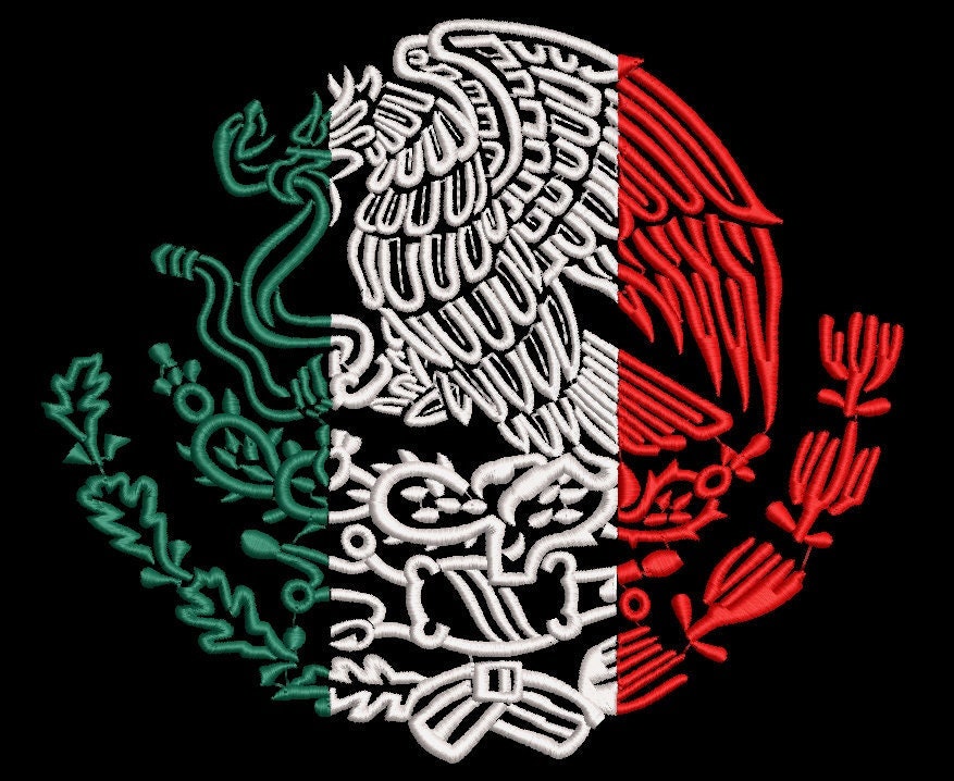 US / Mexico Flag Embroidered Patch Black / White 
