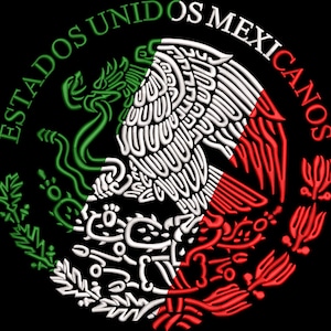 Mexico national flag coat of arms 3 colors diagonal 11 inches