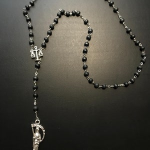 Santa Muerte Rosary / Black wood beads/ Rose scented /Handmade! / FREE SHIPPING!