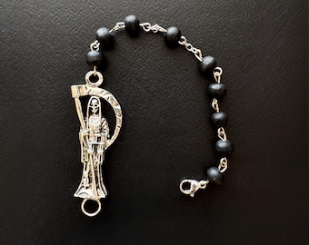 Bransoletka Santa Muerte BLACK / WYBIERZ ROZMIAR! / zapięcie na karabińczyk / ręcznie robione / darmowa wysyłka!!