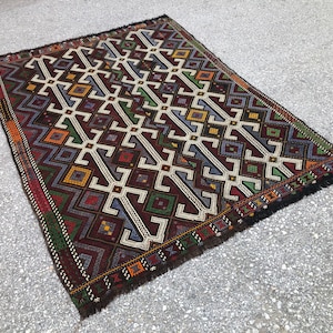 Turkish Cicim kilim rug, Anatolian cicim kilim, Tribal Turkish Kilim,Bohemian kilim,Handwoven kilim rug,Small rug kilim, Home decor rug,