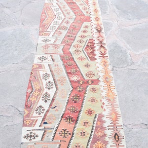 Kilim Runner, Oriental Runner Rug, Vintage Runner Rug, Bohemian Runner, Turkish Kilim Runner, Oushak Kilim Runner, Hallway Runner, 2&#39;9x12&#39;10