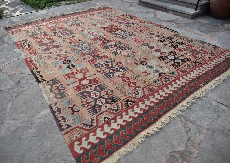 Large Kilim Rug Natural Dyed Kilim Rug Organic Wool on Wool Etsy