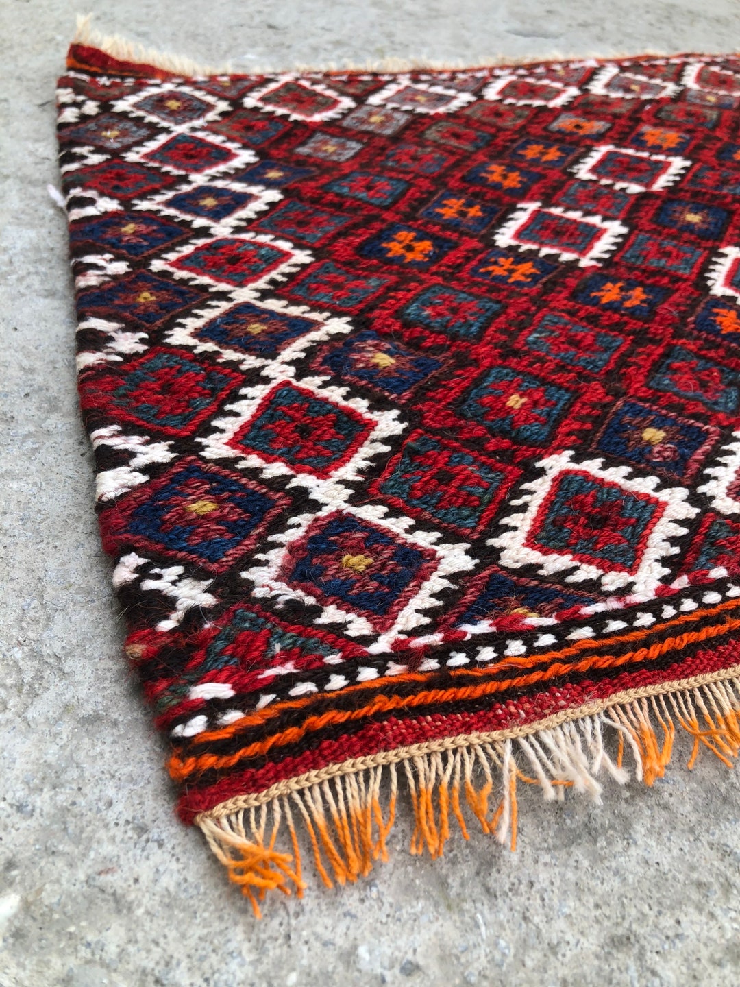 Old Turkish Kilim, Kilim Saddle Bag Face, Antique Small Kilim, Vintage