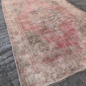 Oushak Area Rug, Rug, Turkish Oushak Rug, Vintage Turkish Oushak Rug, Distressed Oushak  Pastel Pinkish Oushak Rug, FREE SHIPPING 5.11x9.5ft