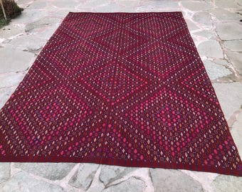 Large Vintage Turkish Kilim Rug: Handmade Wool Oushak Design