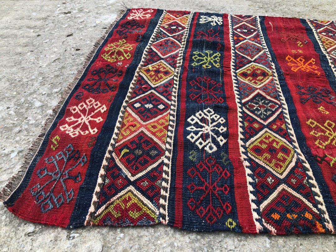 Antique Turkish Kilim, Old Cicim Kilim Rug, Old Turkish Kilim, Tribal