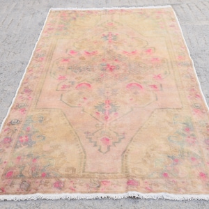 Turkish Oushak Area Rug, Vintage Oriental Rug, Bohemian Area Rug, Living Room Decor Rug, Rustic Carpet Rug, Oushak Turkish Rug, 4&#39;8x7&#39;11