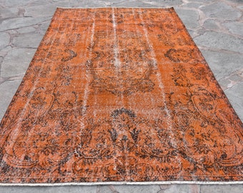 Turkish Overdyed Oushak Rug, Vintage Area Rug, Vintage Oushak Rug, Vintage Turkish Rug, Overdyed Oriental Rug, Turkish Oushak Rug, 6'2x10'10