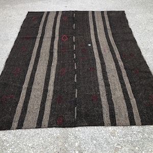Bräunlicher Ziegenhaar Läufer, Kelim Teppich, Kelim Teppich Läufer, Kelim Teppich Läufer, Kelim Teppich Läufer, Minimal Design Teppich Läufer