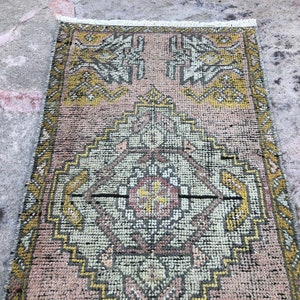 Door Mat Rug, Handmade Wool Turkish Small Vintage Bath Rug Bed Side Rug Wellcome  Oushak Rug Bohemian Small Rug  Tribal Rugs 1’7 x 3’2
