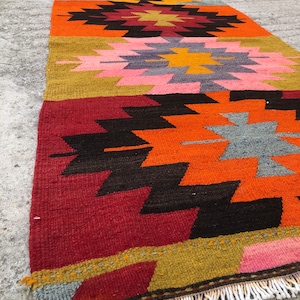 Turkish Runner Rug, Turkish Kilim Runner Rug, FREE SHIPPING RUNNER  Hallways Runner Rug, Oushak Kilim Runner, Kitchen Runner Kilim Rug