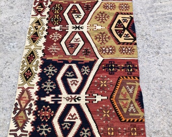 Vintage Oushak Kilim Runner Rug: Multicolored Wool, 2'4x15’