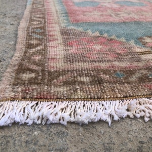 Tribal Ethnic Turkish Rug, Home Decor Rug, Vintage Handwoven Rug, Yastik, Kitchen Rug, Interior Design,Small Turkish Door Mat Rug, 18 x3 image 10