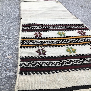 Vintage Handmade Turkish Kilim Saddlebag, Nomadic Saddlebag, Anatolian Traditional Saddlebag, 1&#39;4x4&#39;11 Kilim Pattern Wall Hanging or Cushion