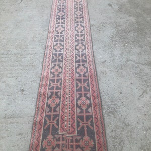 Vintage Turkish Oushak Runner Rug: Handmade Wool Patchwork Rug (2’ x11’8 feet) image 6