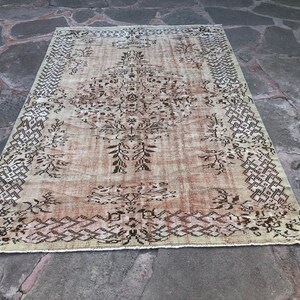 Turkish Area Rug, Handmade Vintage Rug, Oushak Area Rug, Turkish Rug, Oriental Oushak Rug, Anatolian Rug, Bohemian Rug, medallion design rug