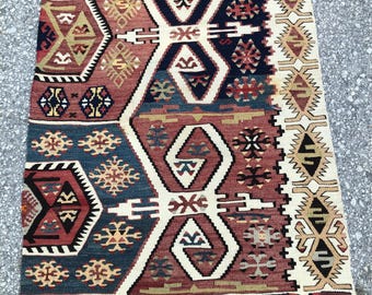 Vintage Turkish Kilim Runner Rug: Bohemian Tribal Decor (2.4x15 ft)