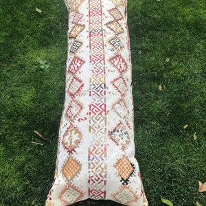 Turkish Lumbar Pillow Cover //Kilim Lumbar Pillow Cover // Extra Long Lumbar Pillow Cover // 16 x 48  / Turkish Boho Pillow / Wool  Pillow