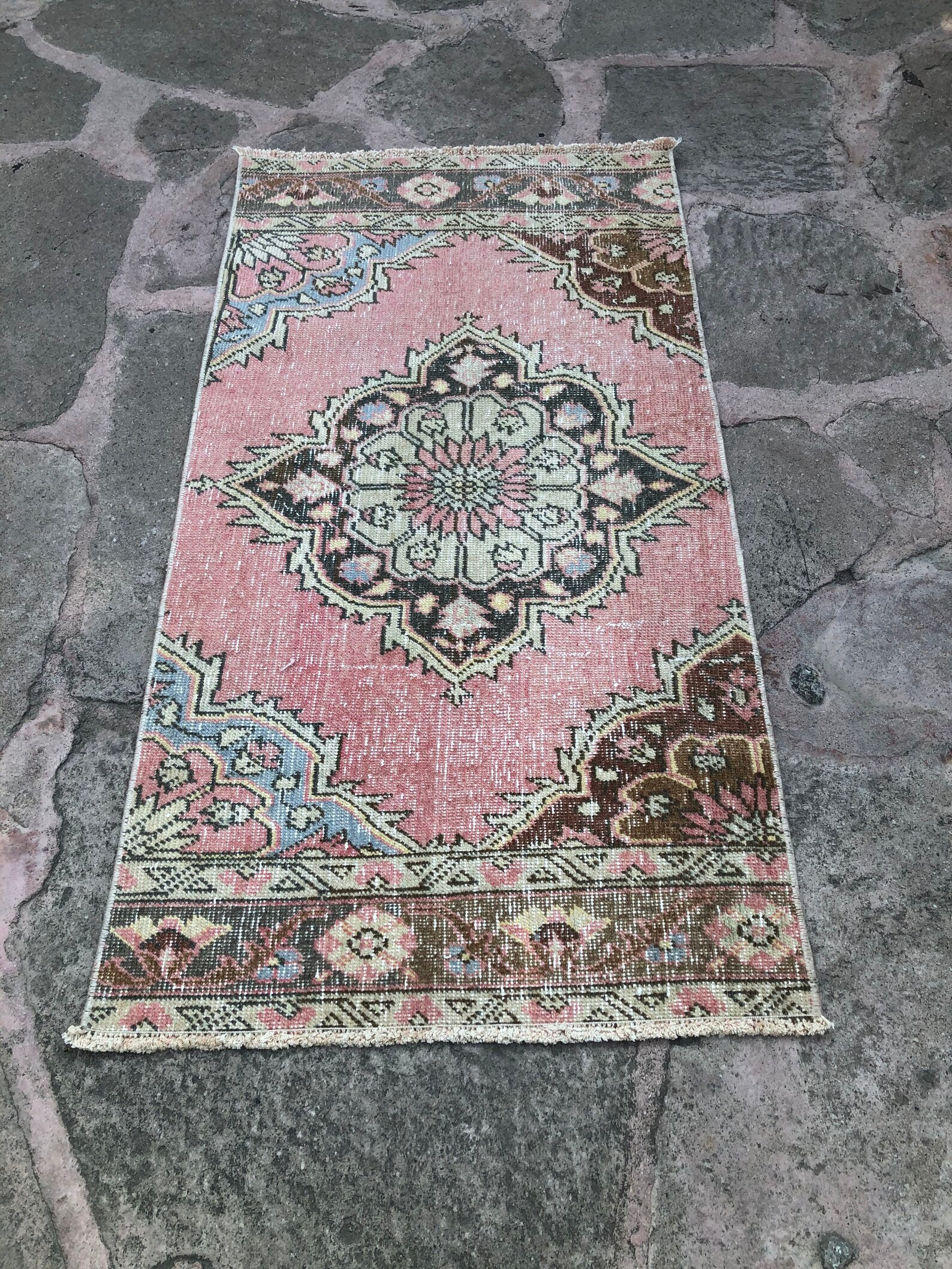 Small Rug Powder Room Rug Vintage Turkish Small Rug Door Etsy