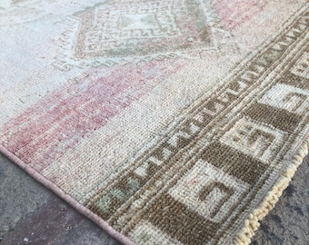 Vintage Oushak Runner Rug: Bohemian Hallway Decor (2’8x12’10)