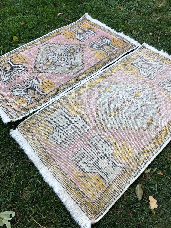 Vintage Small Rug Bathroom Rug Bed Side Rugs Small Oushak Rugs Door Mat Rug Turkish Small Rug Rugs Entryway Rug, Navy Blue Small Rug