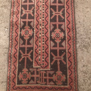 Vintage Turkish Oushak Runner Rug: Handmade Wool Patchwork Rug (2’ x11’8 feet) image 5