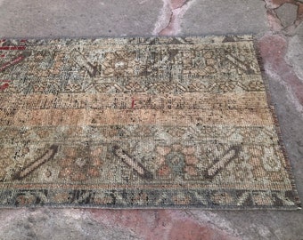 Vintage Oushak Turkish Rug Runner: Bohemian Kitchen Decor (1’10x5’3)