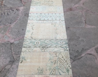 Tappeto da corridoio patchwork turco extra lungo: tappeto da corridoio in lana vintage