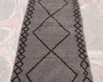 Vintage Turkish Wool Runner Rug: Grey Anatolian Hallway Rug (2'6x10')