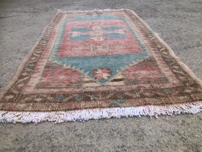 Tribal Ethnic Turkish Rug, Home Decor Rug, Vintage Handwoven Rug, Yastik, Kitchen Rug, Interior Design,Small Turkish Door Mat Rug, 18 x3 image 6