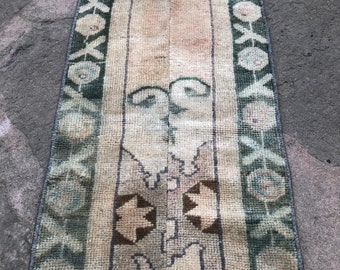 Vintage Turkish Oushak Runner Rug: Narrow Hallway, Oriental Style (42x361cm)