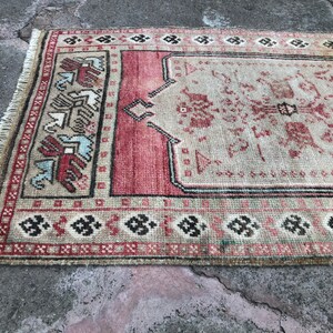 Small Rug, Small Turkish Rug, Vintage Rug, Pastel Rug, Handwoven Rug, Rustic Rug, Indoor Rug, Bath Rug, 1’10x3’1 Door Mat Rug, Bedside Rug