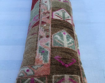 Vintage Turkish Rug Lumbar Pillow Cover: Handmade Wool (12 x 36 inches)