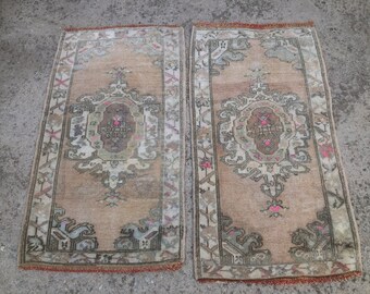pair of small turkish rug / small pair turkish rug / Turkish small pair rug / oushak pair small rug / small pair turkish rug / pair rugs