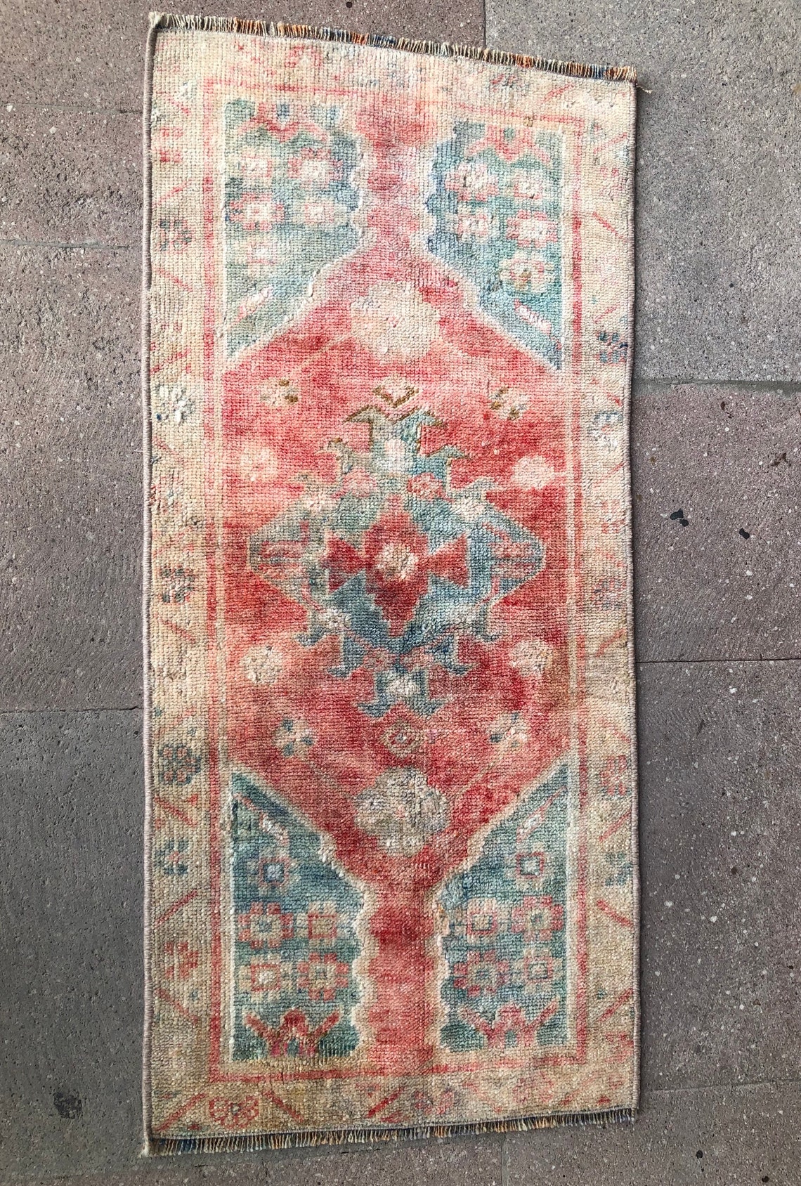 Turkish Rug Small Turkish Rug / Vintage Small Rug / Small Oushak Rug / Oriental Small Rug ...