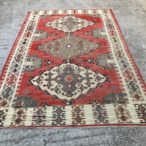 Alfombra Kilim, alfombra Kilim turca vintage, alfombra Kilim decorativa, alfombra Kilim tribal bohemia, alfombras Kilim turcas antiguas hechas a mano de Anatolia