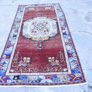Tappeto Oushak Medallion, tappeto orientale vintage, tappeto da soggiorno anatolico, tappeto Oushak, tappeto orientale rosso, tappeto decorativo turco 3&#39;4x7&#39;0