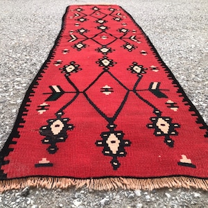 Turkish Kilim Runner Rug, Vintage  Decorative Turkish Kilim  Runner, Bohemian Runner Rug, Kitchen Kilim Runner Rug, hallway runner kilim