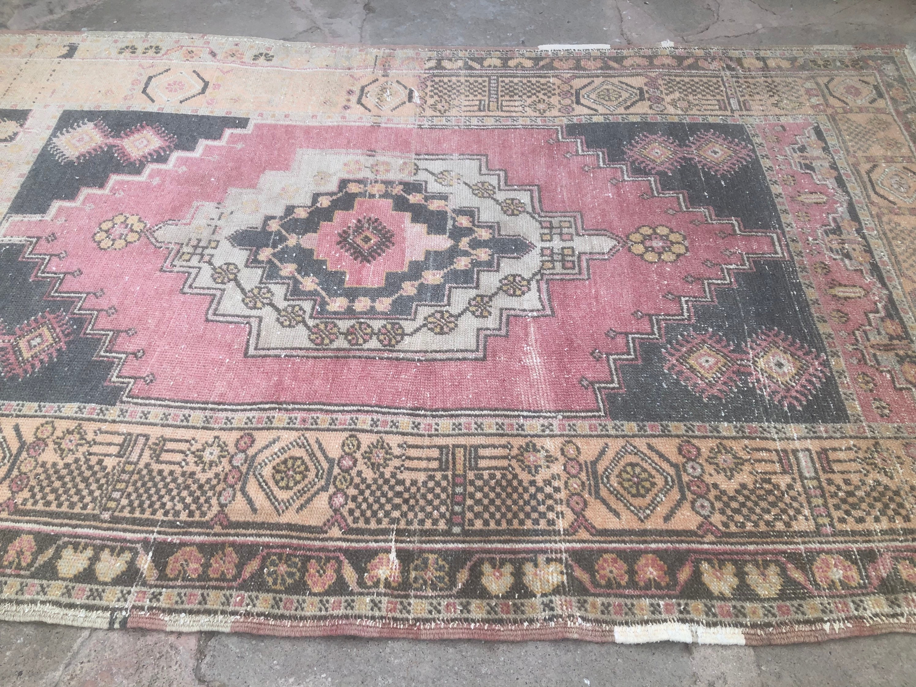 Turkish Area Rug, Long Bohemian Oushak Carpet Area Rug, Oushak Rug, Anatolian Rug, Vintage Muted Oushak, Turkish Tribal Rug, Rugs,