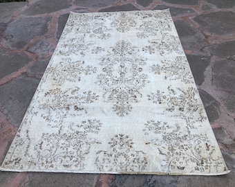 Oushak Carpet Rug, Turkish Oushak Rug, Anatolian Living Room Rug, Vintage Oriental Rug, Holbien Carpet Rug, Decorative Oushak Rug, 4’9x7’10