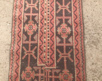 Vintage turkisk Oushak-löparmatta: Handgjord ullmatta i lapptäcke (60 x 3,2 meter)