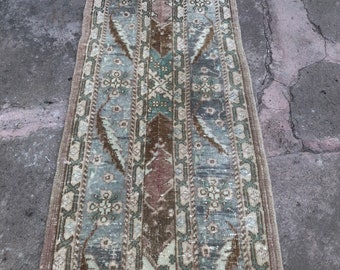 Vintage Turkish Patchwork Runner Rug: Rustic Oushak Wool (1’11x12’8)