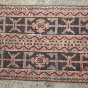Vintage Turkish Oushak Runner Rug: Handmade Wool Patchwork Rug (2’ x11’8 feet) image 3