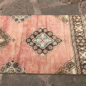 Turkish Distressed Runner Rug, Oushak Runner Rug, Vintage Rustic Runner Rug, Hallway Rug, Kitchen Anatolian Carpet Runner Rug, 2&#39;8x11’