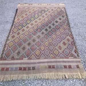 Turkish Kilim Rug, Area Kilim Rug, Vintage Kilim Rug, Kilim Rug, Wool Turkish Old Kilim Rug, Anatolian Kilim Rug, Kelim 4.2 x 6.7