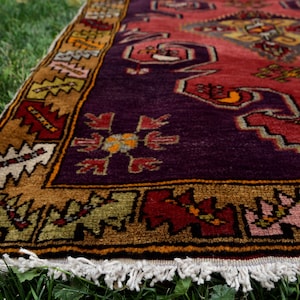Bohemian Rug, Turkish Oushak Rug, Vintage Rug, Area Rug, Oriental Rug, Vintage Oushak Rug, Living Room Rug, 90x119, 3&#39;x3&#39;11