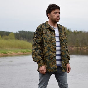 Vintage camo field jacket - 90s military jacket - Strong fabric outerwear - Men&#39;s large size