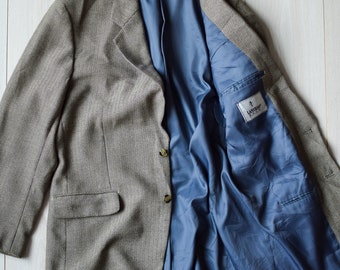 Blazer vintage in lana a spina di pesce: cappotto sportivo retrò anni '90, taglia grande da uomo